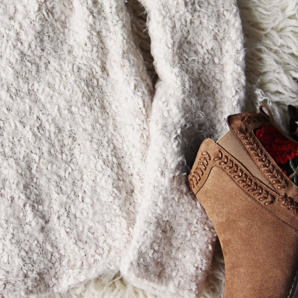 Ice Cinder Nubby Off The Shoulder Sweater in Cream - Picture 4 of 5